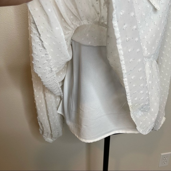 Cupcakes And Cashmere Amber Split-Neck Long-Sleeve Metallic Dot Peplum Blouse - Picture 5 of 13